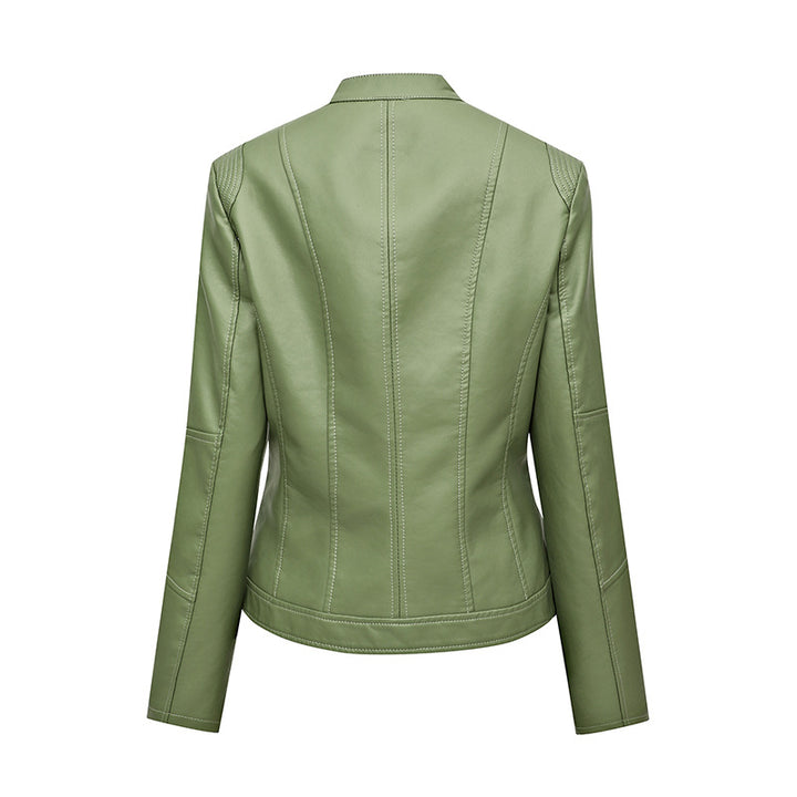 Asymmetrical zipper faux leather jacket for women Lune London