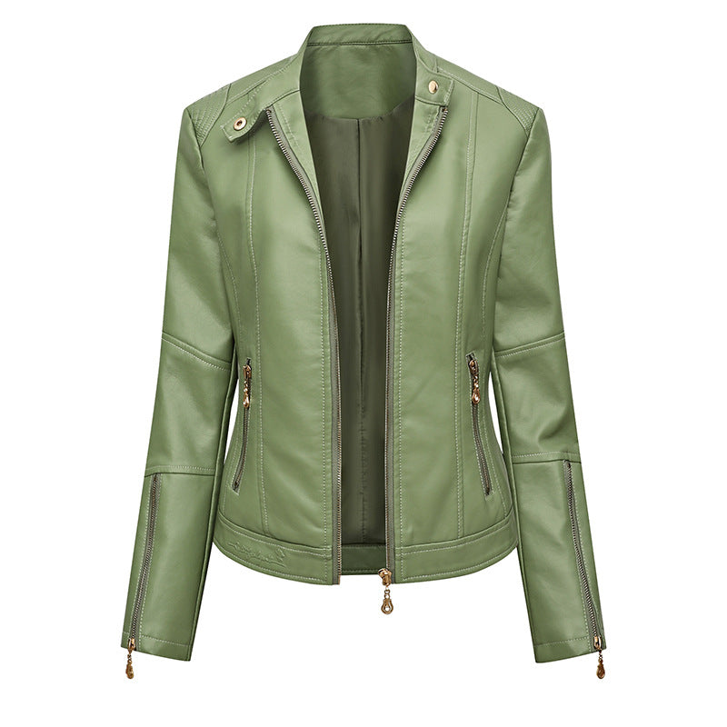 Asymmetrical zipper faux leather jacket for women Lune London