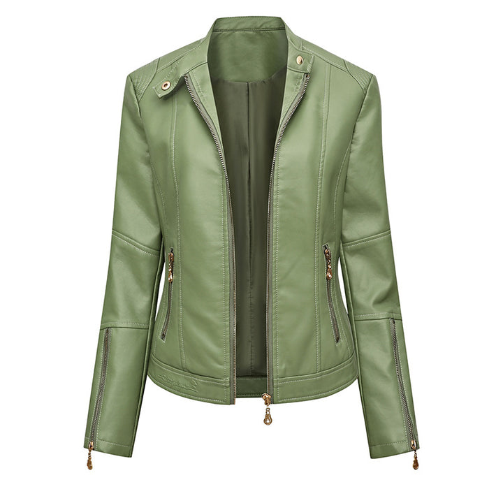 Asymmetrical zipper faux leather jacket for women Lune London