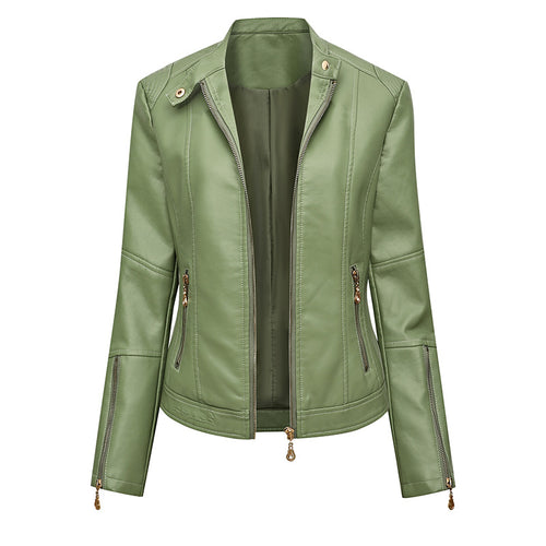 Asymmetrical zipper faux leather jacket for women Lune London