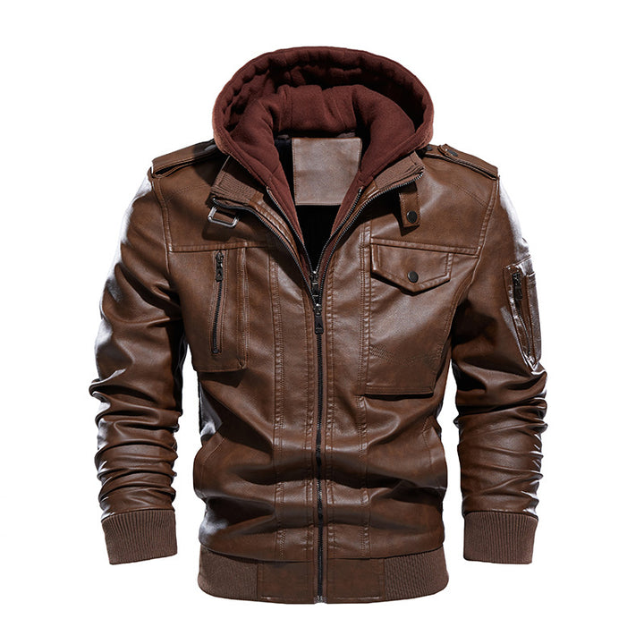 Faux leather jacket for men with removable hood Lune London