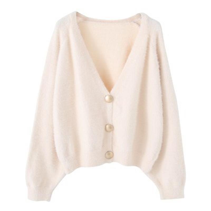 Ladies Plush Knit Sweater with Chic and Stylish Button Details