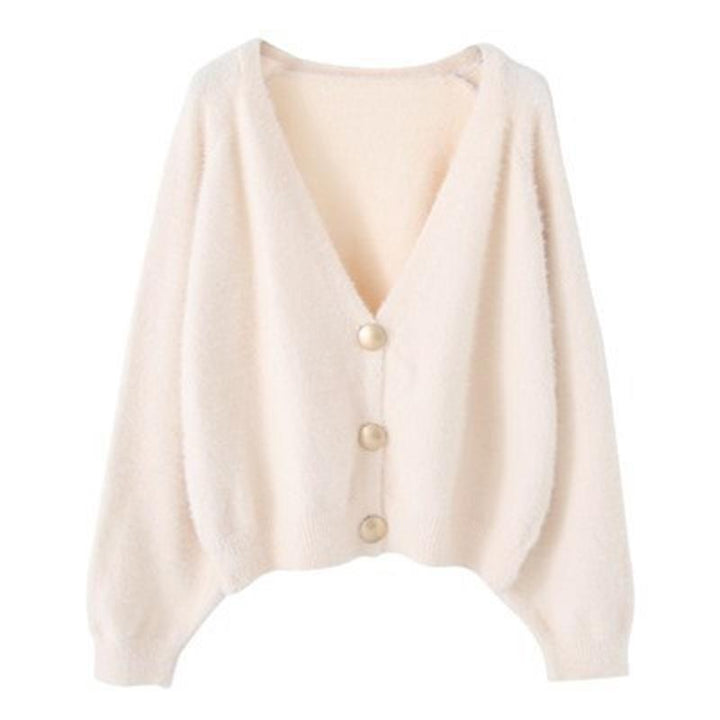 Ladies Plush Knit Sweater with Chic and Stylish Button Details
