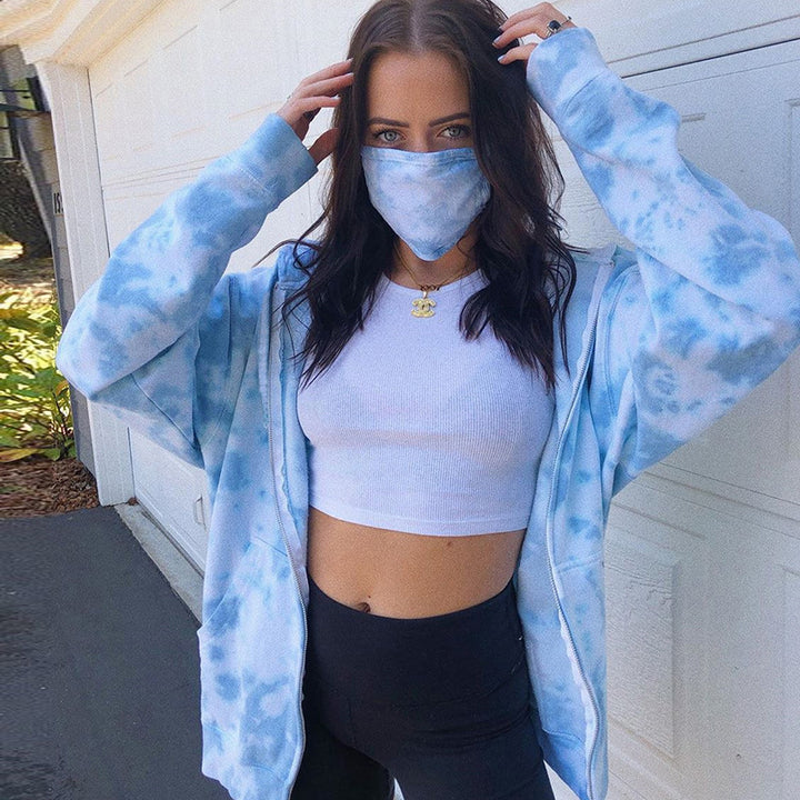 Casual hooded jacket for women with matching mouth-nasal protection Lune London