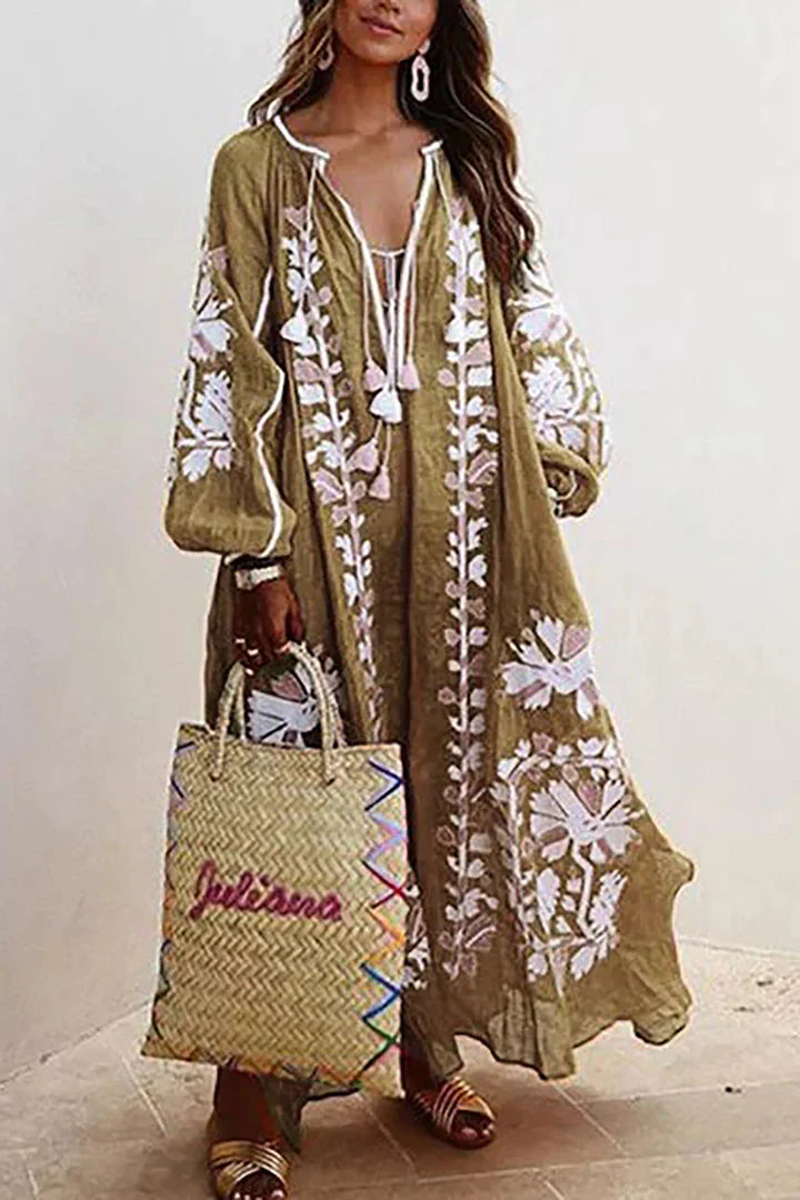 Lune London | Long Dress In Bohemian Style with Floral Print