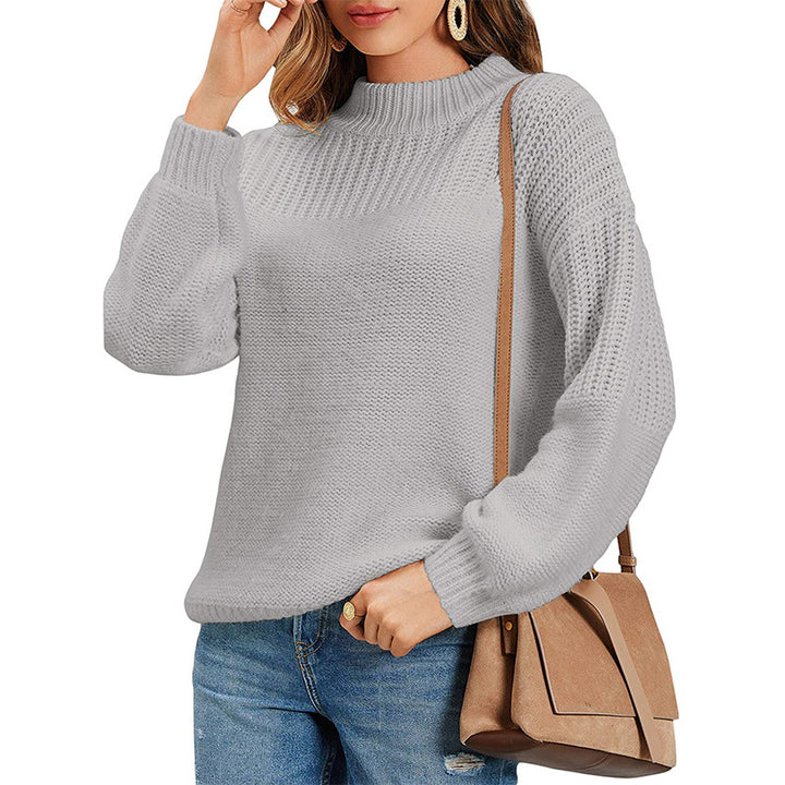 Knit sweater for women with short turtleneck and airy mesh structure Lune London