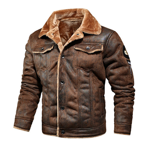 Elegant leather jacket for men with warming faux fur lining Lune London