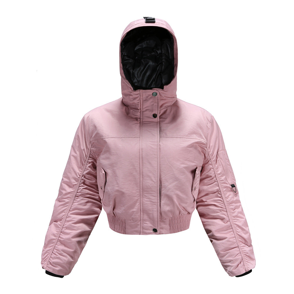 Cropped women's outdoor jacket with adjustable hood and elastic cuffs Lune London