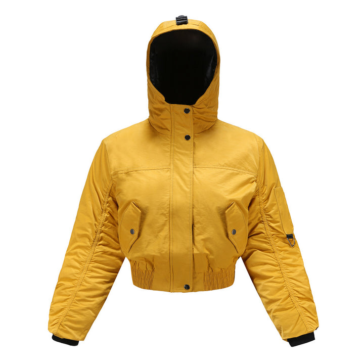 Cropped women's outdoor jacket with adjustable hood and elastic cuffs Lune London