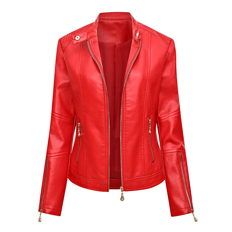 Asymmetrical zipper faux leather jacket for women Lune London