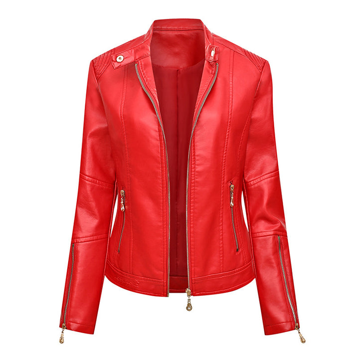 Asymmetrical zipper faux leather jacket for women Lune London