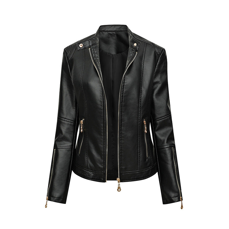 Asymmetrical zipper faux leather jacket for women Lune London