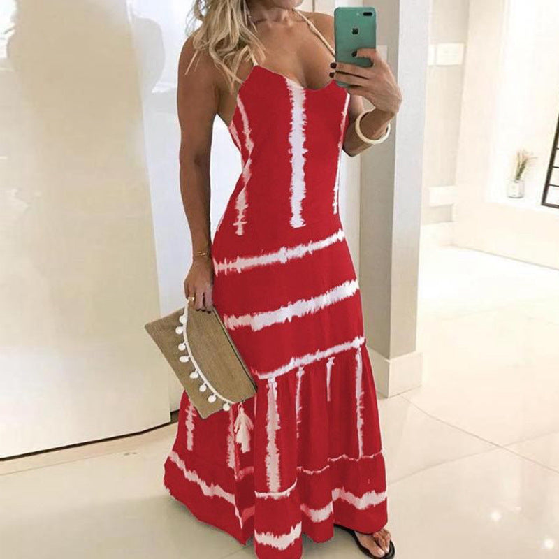 Robe maxi à bretelles spaghetti pour femmes avec détails de florescence Chic & Stil