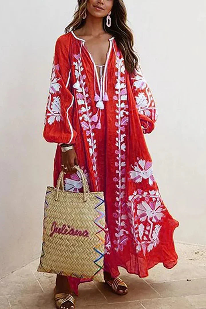 Lune London | Long Dress In Bohemian Style with Floral Print
