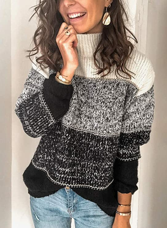 Pull à col roulé confortable pour femmes en tricot texturé Chic & Stil