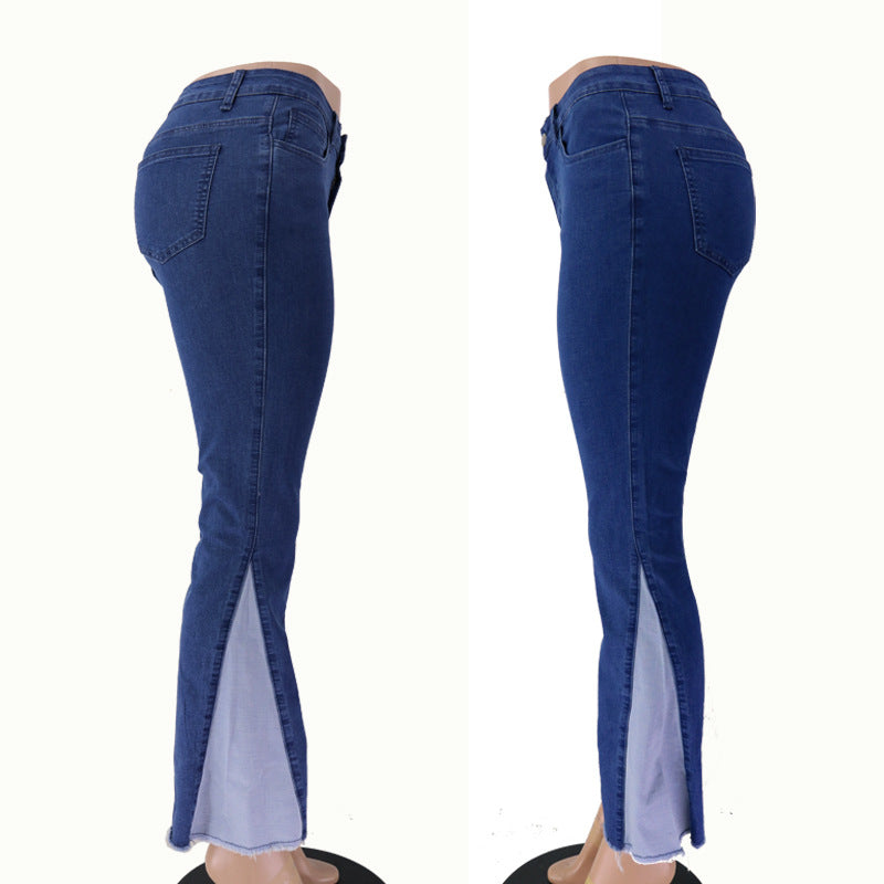Casual women’s jeans with frayed hem Lune London