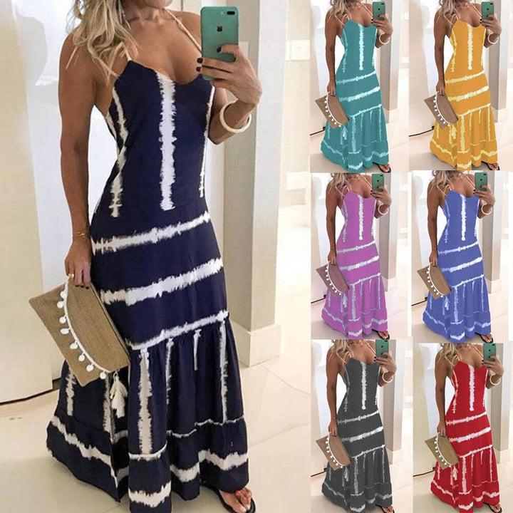 Robe maxi à bretelles spaghetti pour femmes avec détails de florescence Chic & Stil