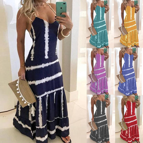 Maxi tie-dye dress for women with adjustable straps Lune London