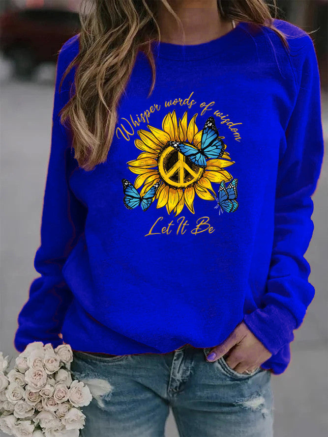Sweat-shirt pour femmes avec design artistique de tournesol et de papillon Chic & Stil