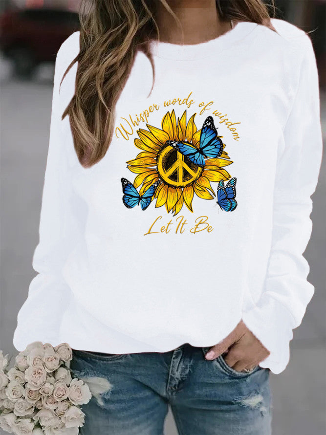 Sweat-shirt pour femmes avec design artistique de tournesol et de papillon Chic & Stil