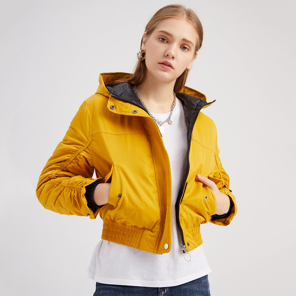 Cropped women's outdoor jacket with adjustable hood and elastic cuffs Lune London