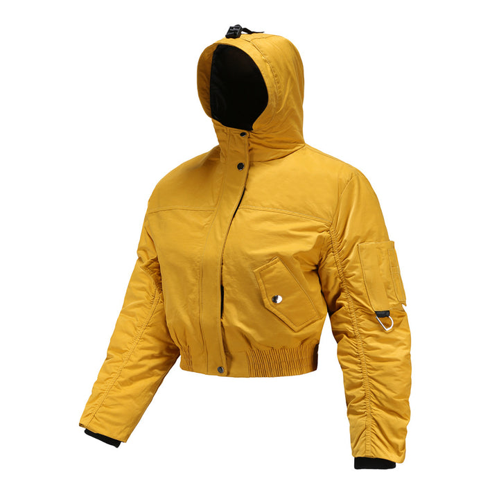 Cropped women's outdoor jacket with adjustable hood and elastic cuffs Lune London