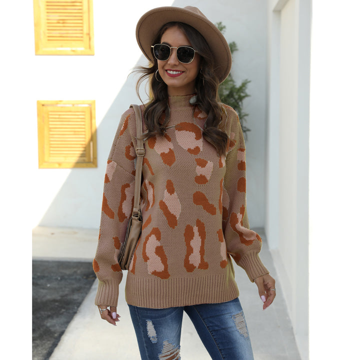 Pull tendance pour femmes avec un design animalier à la mode et un col montant Chic & Stil