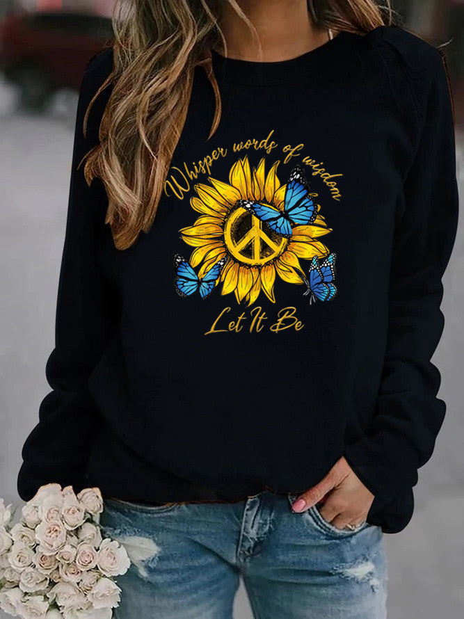 Sweat-shirt pour femmes avec design artistique de tournesol et de papillon Chic & Stil