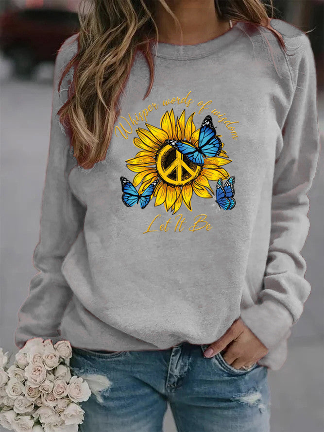 Sweat-shirt pour femmes avec design artistique de tournesol et de papillon Chic & Stil