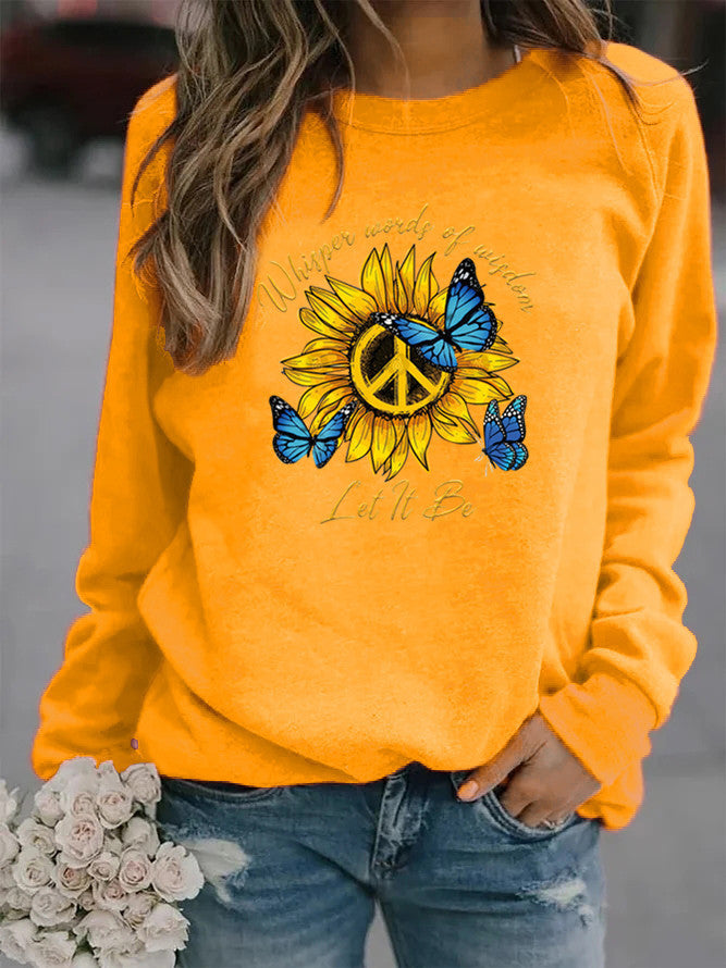 Sweat-shirt pour femmes avec design artistique de tournesol et de papillon Chic & Stil