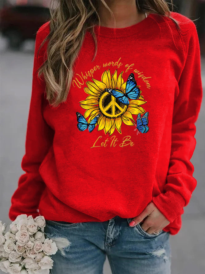 Sweat-shirt pour femmes avec design artistique de tournesol et de papillon Chic & Stil