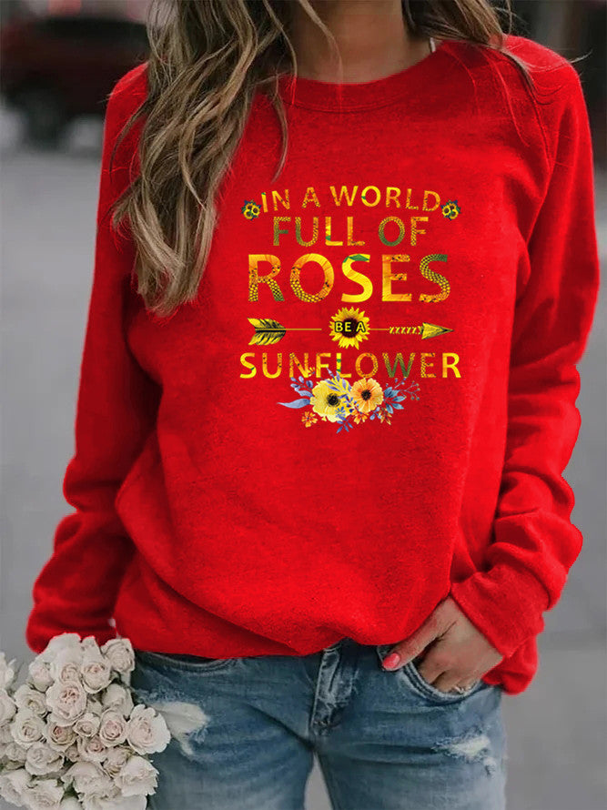 Sweat-shirt femme avec design inspirant et décoration florale Chic & Stil