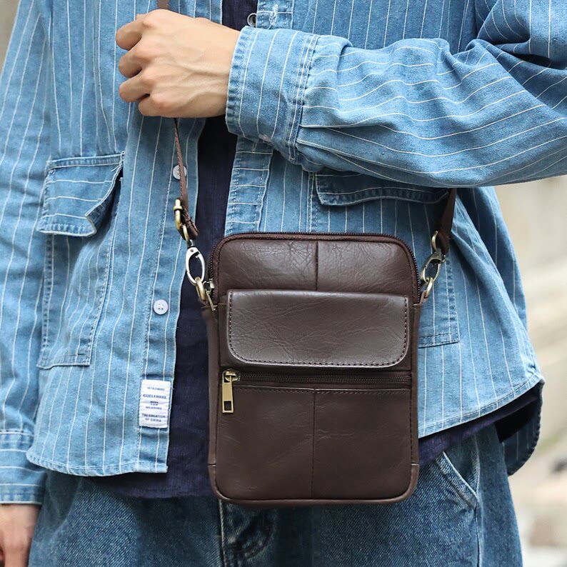 Lune London | Small Shoulder Bag Made of Genuine Leather for Men