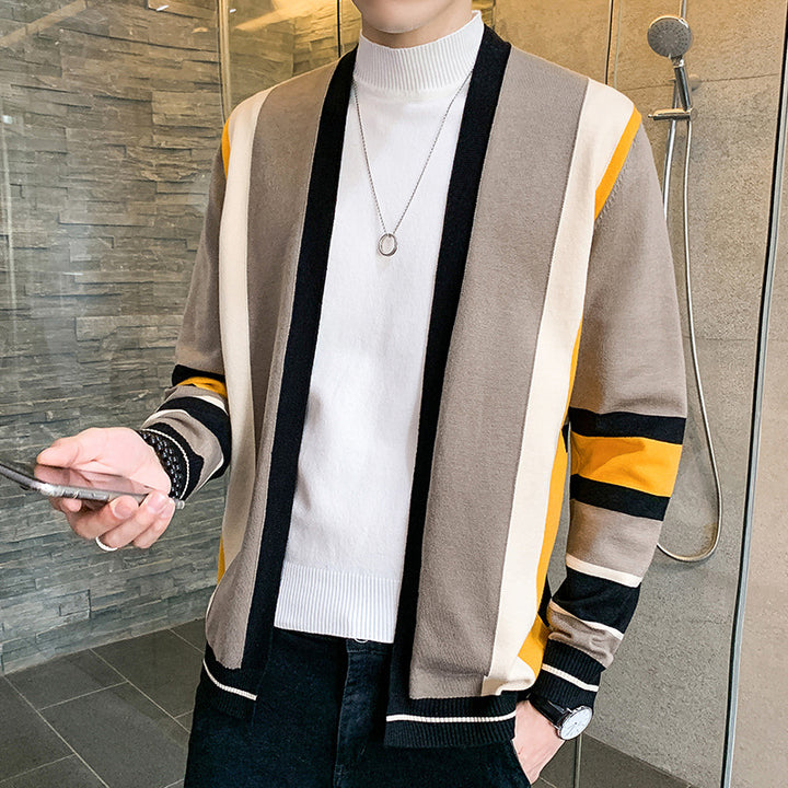 Men's knitted jacket with a modern color block design Lune London