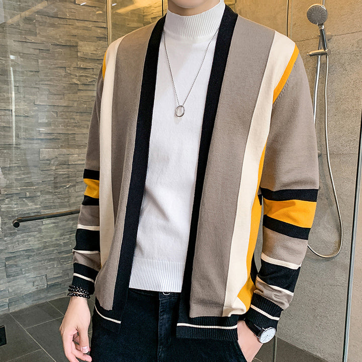 Men's knitted jacket with a modern color block design Lune London