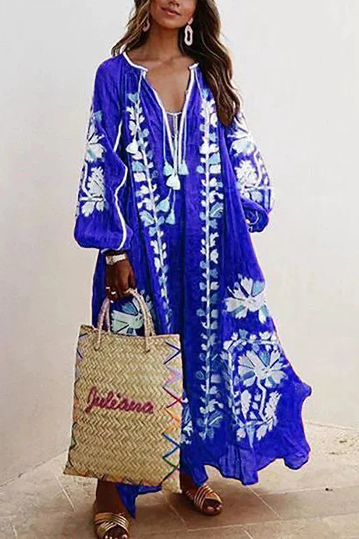 Lune London | Long Dress In Bohemian Style with Floral Print