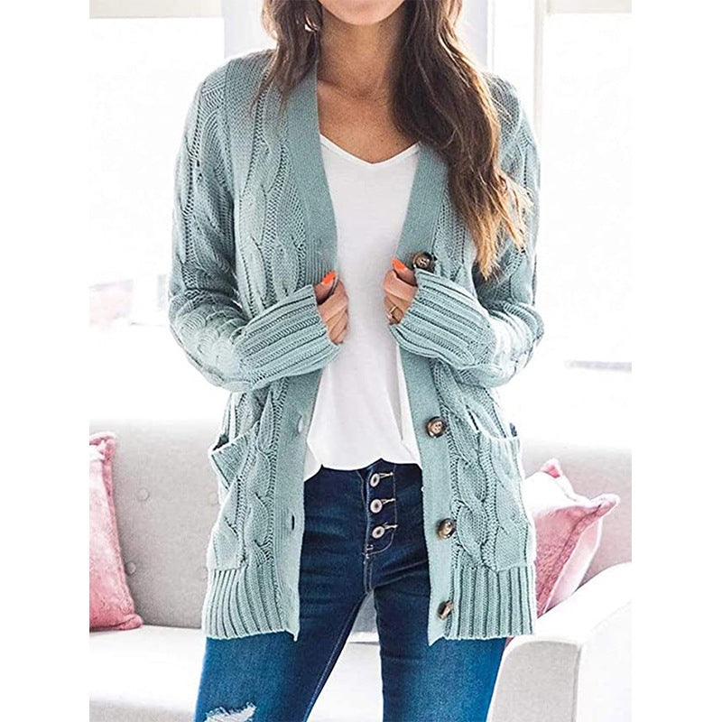Knit jacket for women with chunky braid design and practical pockets Lune London