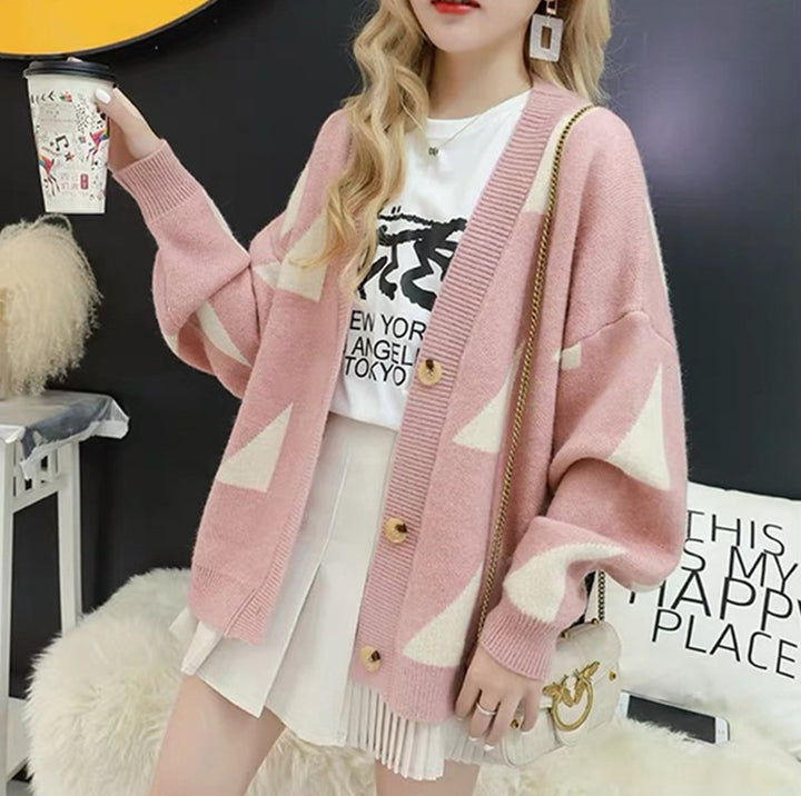 Casual knit jacket for women with geometric pattern and comfortable fit Lune London