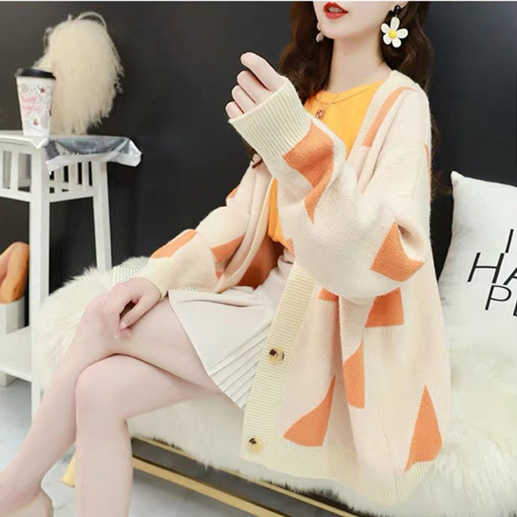 Casual knit jacket for women with geometric pattern and comfortable fit Lune London