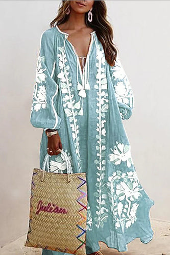 Lune London | Long Dress In Bohemian Style with Floral Print