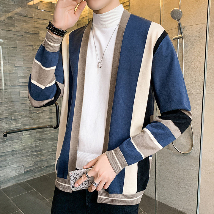 Men's knitted jacket with a modern color block design Lune London