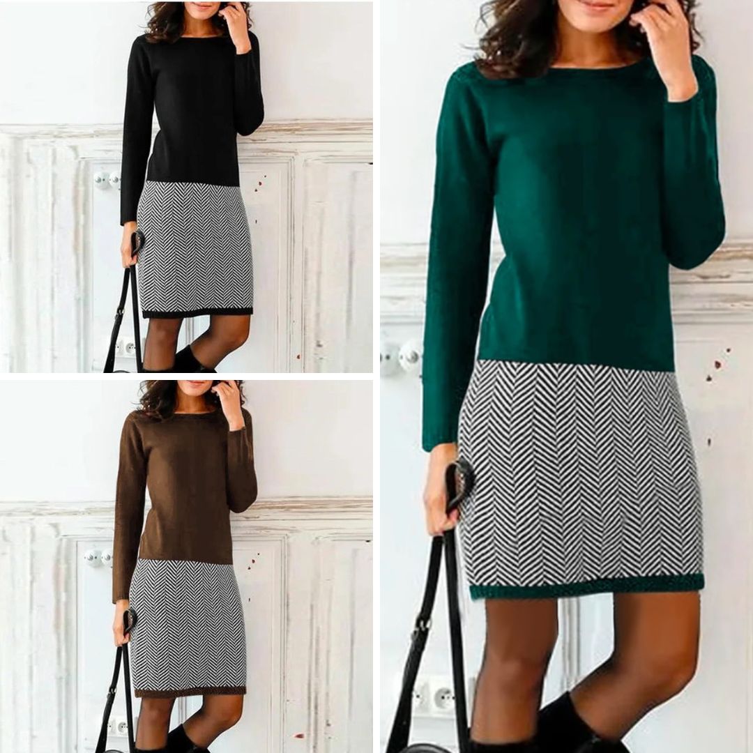 Lune London | Chic dress with houndstooth hem