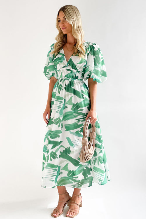 Lune London | Real Love Print Puff Sleeve Maxi Dress