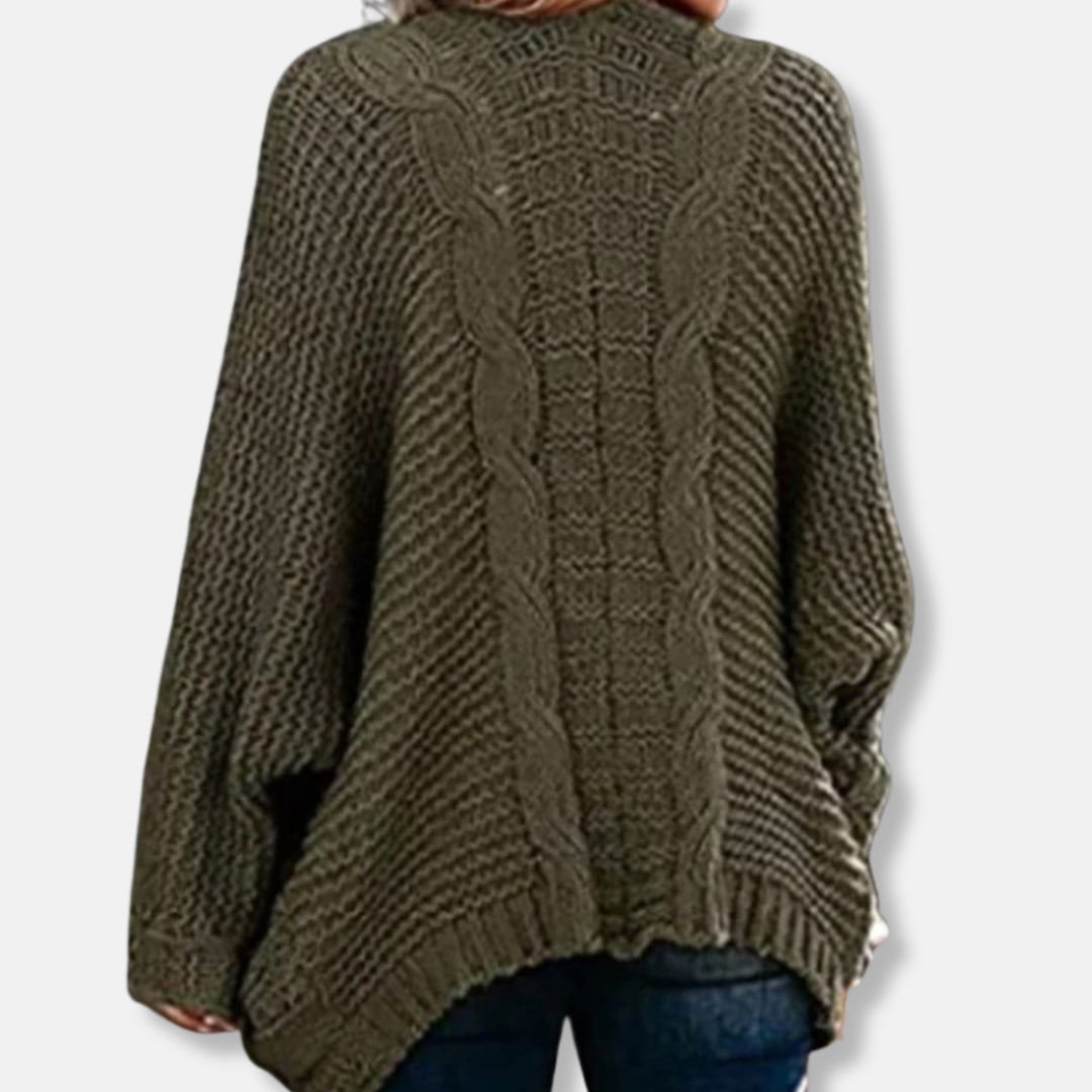 Lune London | Wool Oversized Cardigan - Ribbed Open Front Pocket Cardigan