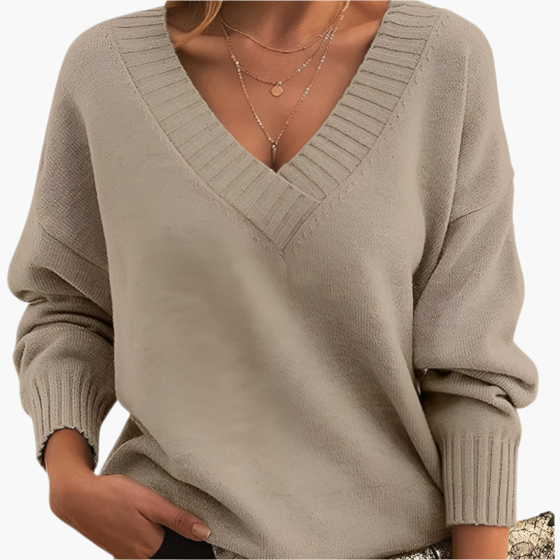 Lune London | V neck sweater - Elegant knit sweater in an oversized style for everyday and office use