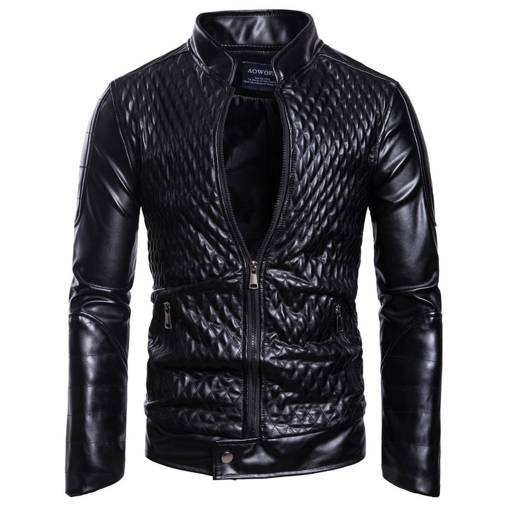 Veste matelassée pour hommes en faux cuir avec fermeture éclair asymétrique Lune London
