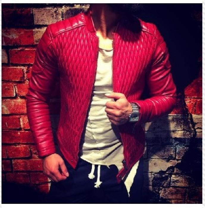Veste matelassée pour hommes en faux cuir avec fermeture éclair asymétrique Lune London