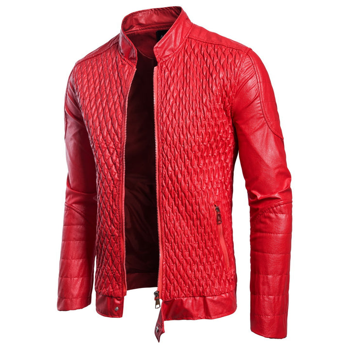 Veste matelassée pour hommes en faux cuir avec fermeture éclair asymétrique Lune London