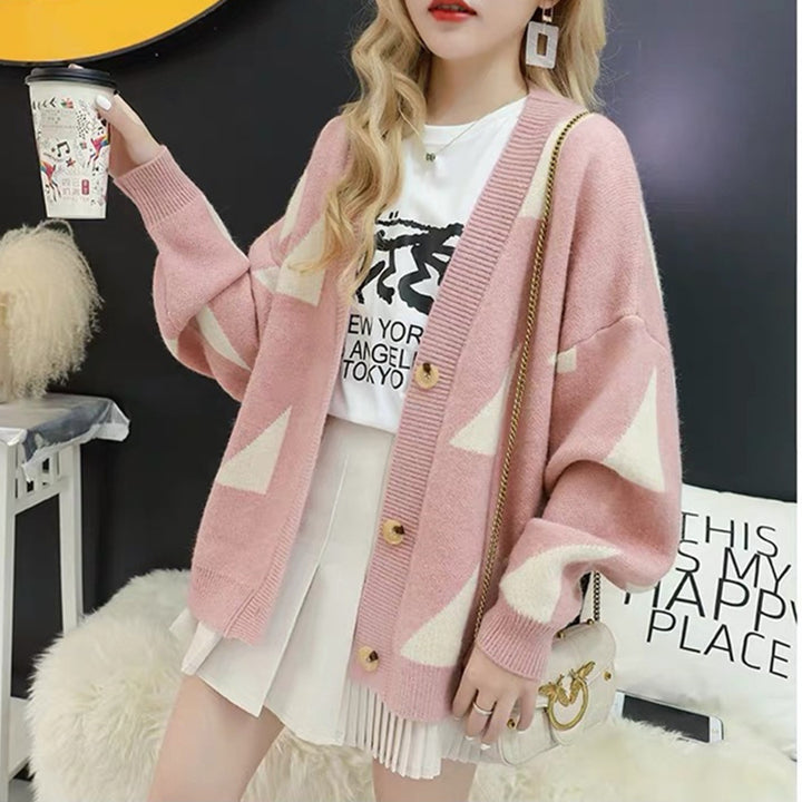 Casual knit jacket for women with geometric pattern and comfortable fit Lune London