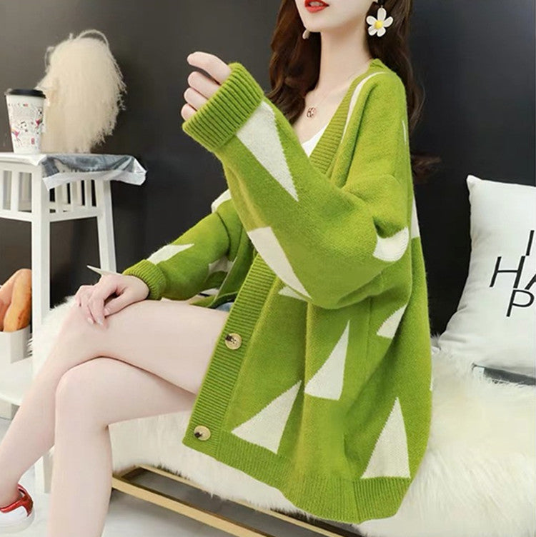 Casual knit jacket for women with geometric pattern and comfortable fit Lune London